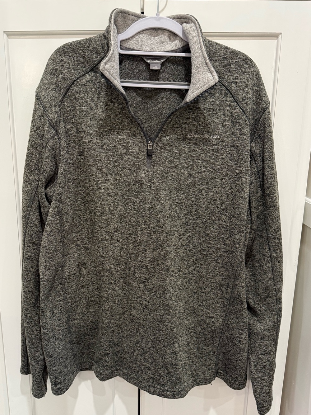 Eddie Bauer Men's Heather Gray Half-Zip Sweater